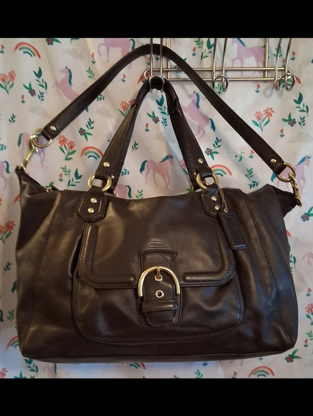 EUC Vintage Y2K Coach Campbell Brown Leather Caryall Satchel Handbag Purse